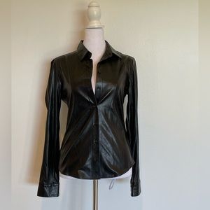 Carine Roitfeld by Uniqulo Vegan Leather Top Size Small